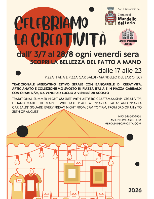 Locandina Celebriamo la creatività - Mercatino Mandello del Lario