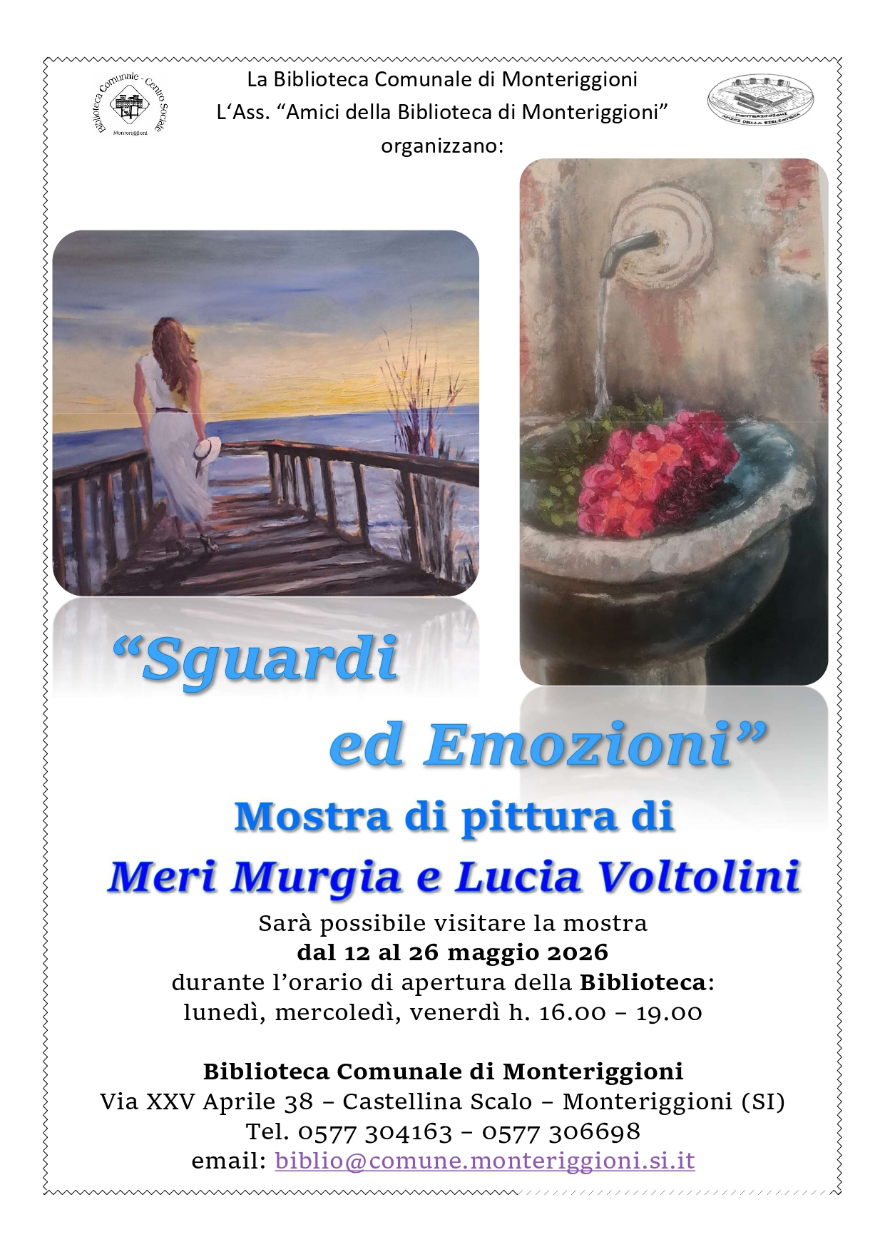 Locandina della mostra di pittura Sguardi ed Emozioni