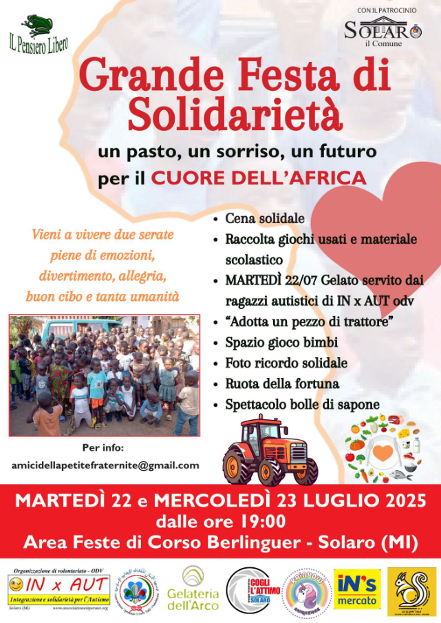 Locandina della Grande Festa di Solidarietà a Solaro